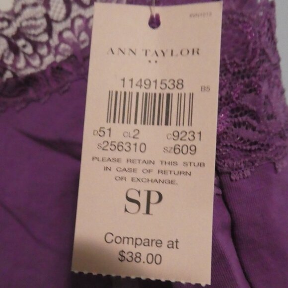 ANN TAYLOR PETITE Ann Taylor Petite SP Purple Lace Trim Cami Tank Top - NWT - Picture 2 of 15